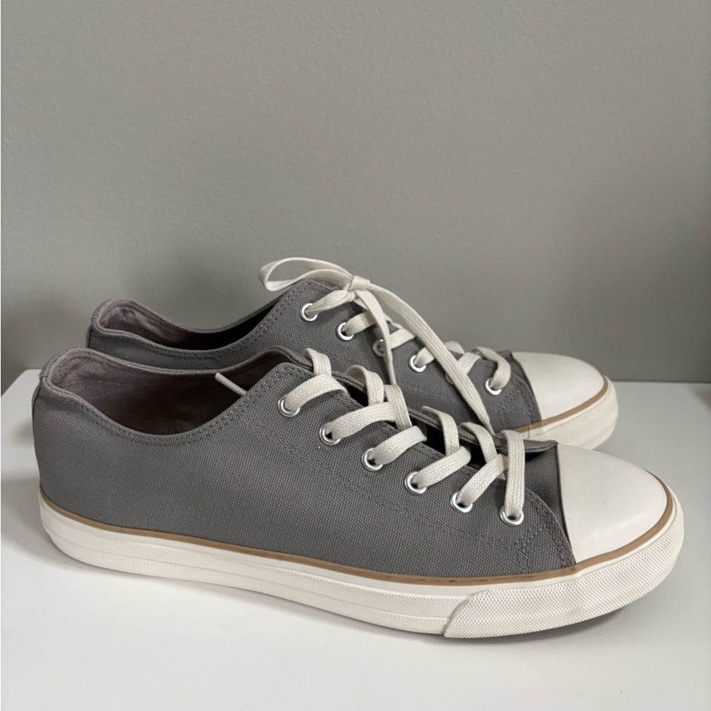 New Republic Gray Canvas Lace-Up Low Top Sneakers for Men
